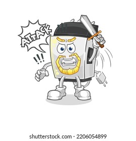 the hair clipper knights attack with sword. cartoon mascot vector