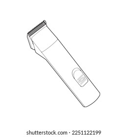 Hair clipper machine line art style. Hairdresser professional tool. Vector line art illustration isolated for coloring book. 
