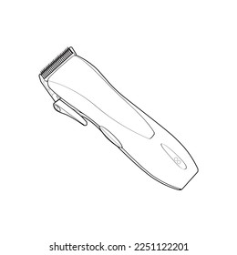Hair clipper machine line art style. Hairdresser professional tool. Vector line art illustration isolated for coloring book. 
