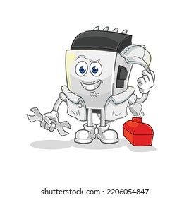 the hair clipper mechanic cartoon. cartoon mascot vector