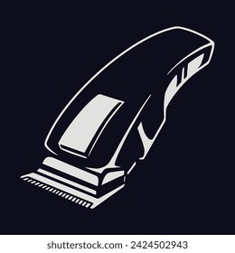 Hair clipper monochrome vintage element with hairdresser device with short attachment for cutting bald head vector illustration