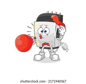 the hair clipper pantomime blowing balloon. cartoon mascot vector