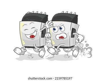 the hair clipper play chase cartoon. cartoon mascot vector