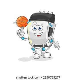 the hair clipper playing basket ball mascot. cartoon vector