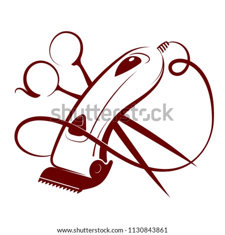 Hair clipper and scissors symbol for hairdresser