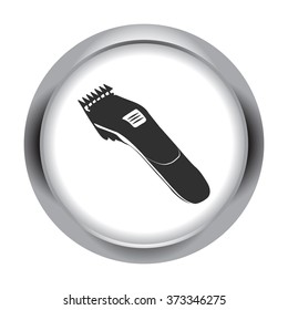 Hair clipper simple icon on round background