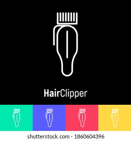 Icono de la línea delgada del escalador del pelo. Equipo de Barber. Ilustración vectorial.