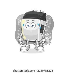 the hair clipper thinking hard vector. cartoon character