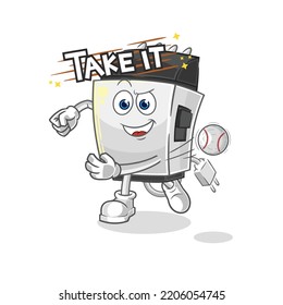 the hair clipper throwing baseball vector. cartoon character