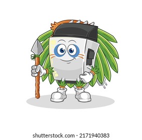 the hair clipper tribal man mascot. cartoon vector