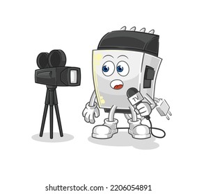 the hair clipper tv reporter cartoon. cartoon mascot vector