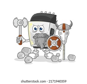the hair clipper viking with an ax illustration. character vector