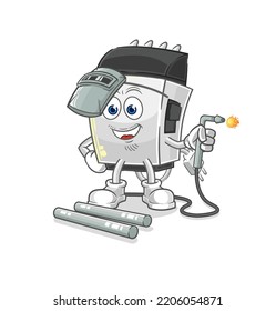 the hair clipper welder mascot. cartoon vector