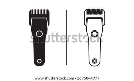 Hair clippers outline and solid with transparent background