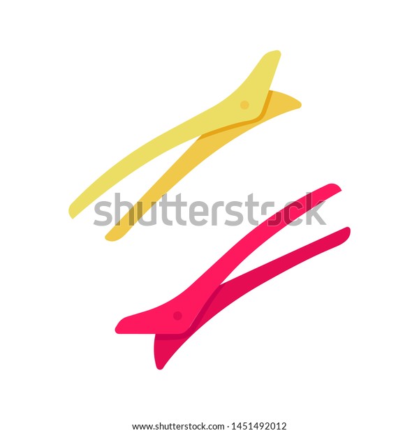 Hair Clips Flat Design Long Shadow Stock Vector Royalty Free