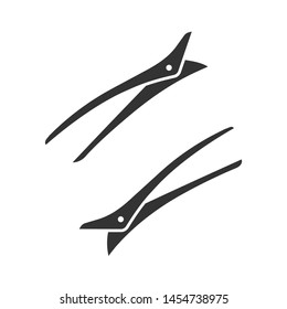 Hair clips glyph icon. Hairpin. Bobby pins. Hair fixation, decoration. Woman hairdressing. Professional hair styling. Hairdresser tool. Silhouette symbol. Negative space. Vector isolated illustration