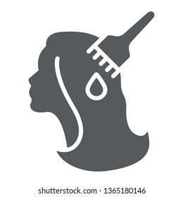 Hair color glyph icon, beauty and hairstyle, hair brush sign, vector graphics, a solid pattern on a white background, eps 10.