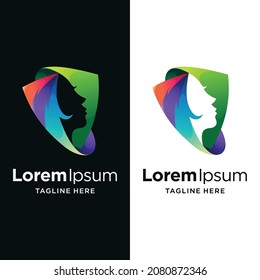 hair color logo with gradient color concept