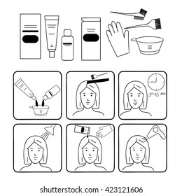 Hair coloring, accessories and supplies for hairdressers. Steps to Dye Your Hair. 