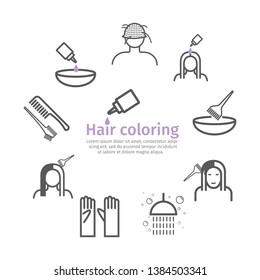 Hair coloring banner. Vector signs for web graphics.