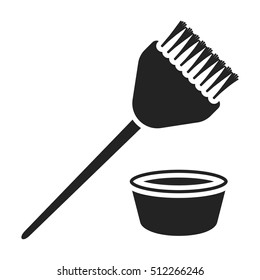 Hair coloring brush icon in black style isolated on white background. Hairdressery symbol stock vector illustration.