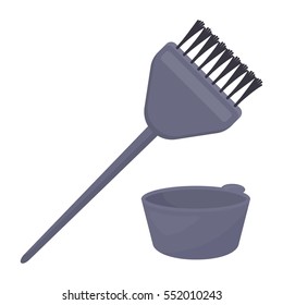 Hair coloring brush icon in cartoon style isolated on white background. Hairdressery symbol stock vector illustration.