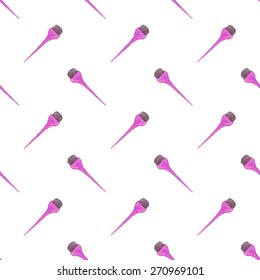 Hair coloring brush. Seamless pattern with brushes. Hand-drawn background. Vector illustration. Real watercolor drawing.