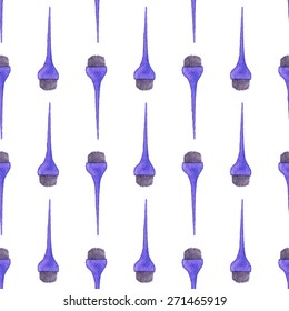 Hair coloring brush. Seamless pattern with brushes. Hand-drawn background. Vector illustration. Real watercolor drawing.