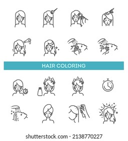 Färbung und Styling der Haare. Vektorgrafik-Kollektion
