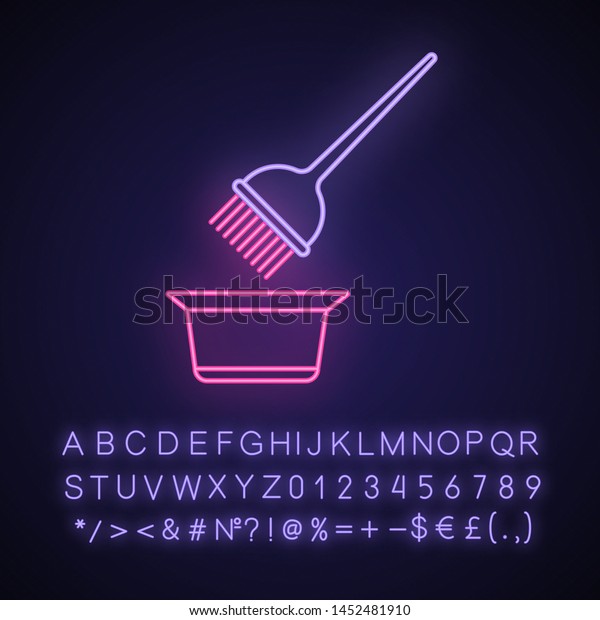 Hair Coloring Tools Neon Light Icon Stock Vector Royalty Free