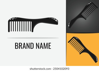 Hair comb or barber comb logo. Hairbrushes and combs logotype icon. For combing and styling hair