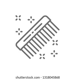 Hair comb, hairdresser brush, barber tool line icon.