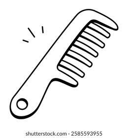 Hair comb icon in doodle style 
