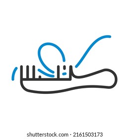 Hair In Comb Icon. Editable Bold Outline With Color Fill Design. Vector Illustration.