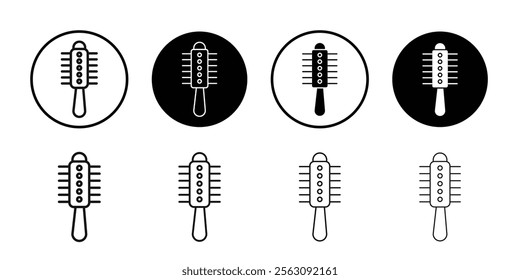 Hair comb icon Flat outline fill set collection