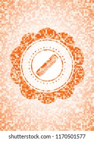 hair comb icon inside abstract emblem, orange mosaic background