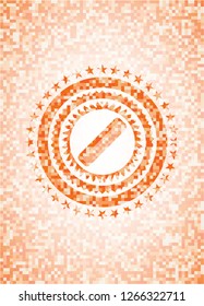 hair comb icon inside abstract orange mosaic emblem with background