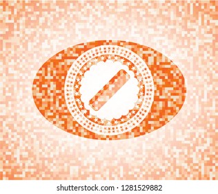 hair comb icon inside abstract orange mosaic emblem