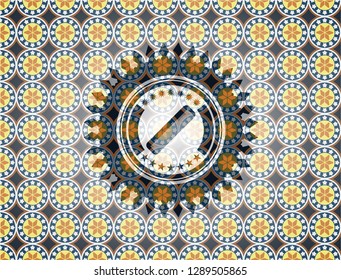 hair comb icon inside arabesque style emblem. arabic decoration.
