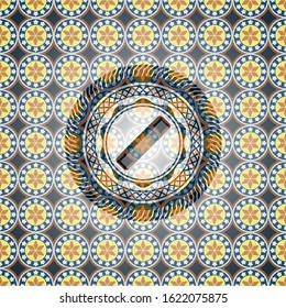 hair comb icon inside arabesque style badge. arabic decoration.