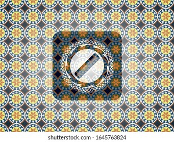 hair comb icon inside arabesque emblem. arabic decoration.