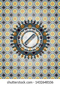 hair comb icon inside arabic badge background. Arabesque decoration.
