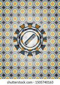 hair comb icon inside arabic style badge. Arabesque decoration.