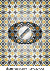 hair comb icon inside arabic badge background. Arabesque decoration.