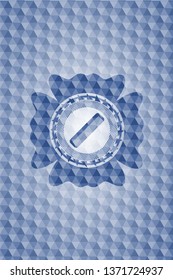 hair comb icon inside blue emblem with geometric pattern background.