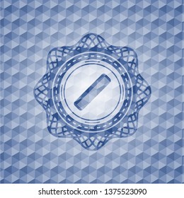 hair comb icon inside blue emblem with geometric pattern background.