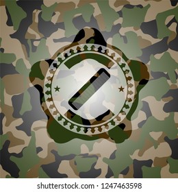 hair comb icon inside camouflage emblem