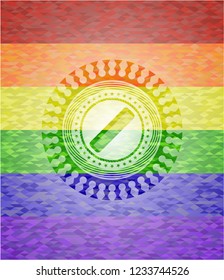 hair comb icon inside emblem on mosaic background with the colors of the LGBT flag