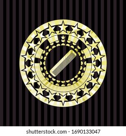hair comb icon inside gold emblem