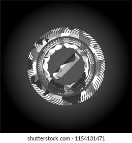 hair comb icon inside grey camouflage emblem